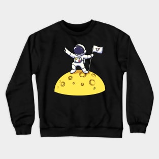 Astronaut Holding Flag On Moon Crewneck Sweatshirt